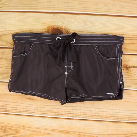 ZeroXposur Activewear Shorts‎ Womens Size 12 Brown Polyester Pockets Drawstring - Picture 1 of 7